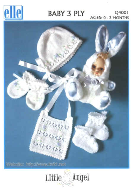 baby bonnet, bib, mittens and bootees set