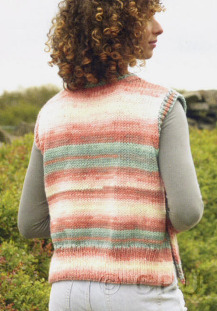 Back of Ladies knitted Slipover in Peach Grove shade AC03 