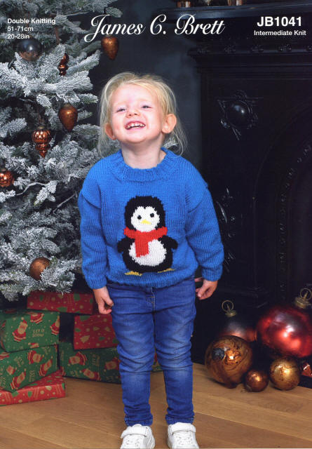 Knitted Penguin Motif Childs Sweater 