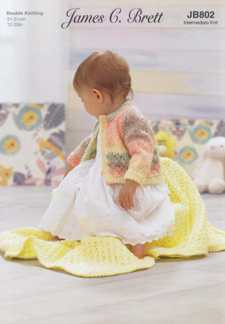 Babies Cardigan and Blanket. Colours shown are shades BM42 & BB02