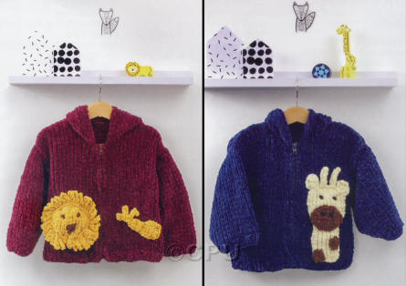 Knitted Hoodies with Lion and Giraffe Motifs