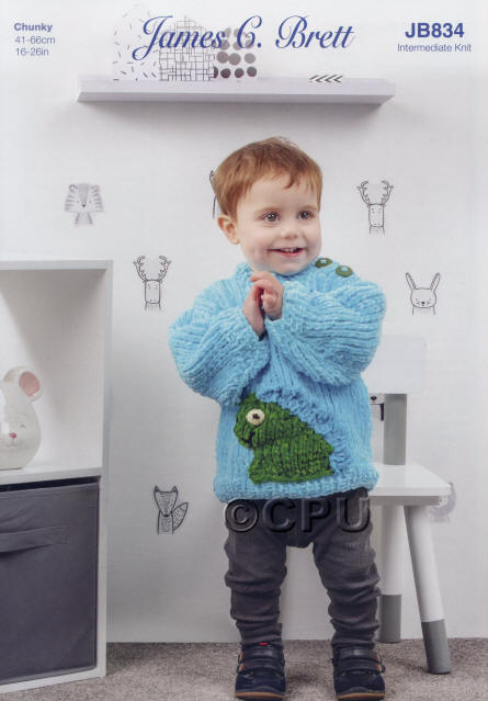 Knitted Sweater with Dinosaur Motif