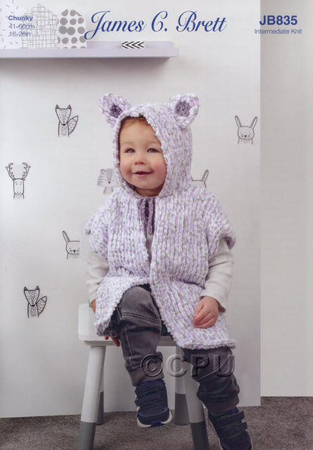 Knitted Poncho with hood and cats ears