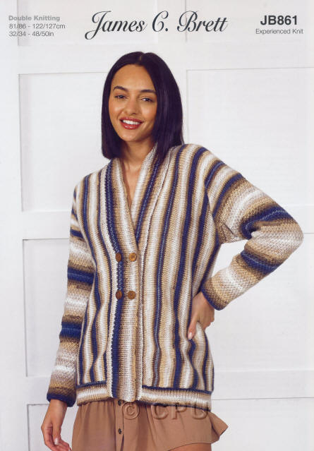 Ladies Cardigan with long sleeves worked from side to side