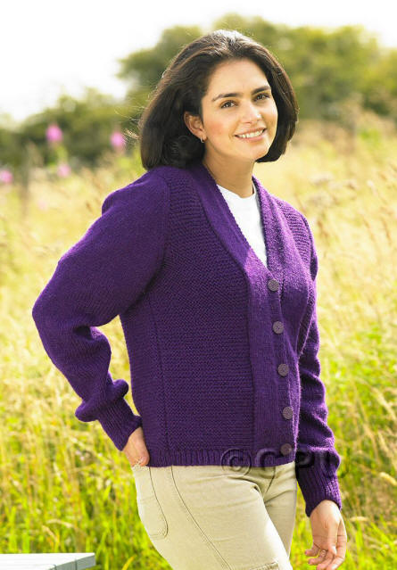 Ladies Cardigan in shade AL22 (Purple)