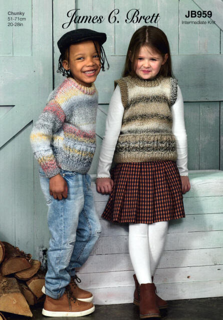 Childrens Sweater in shade MC120 and childrens Slipover in MC09 