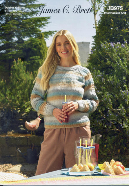 Ladies Sweater in JCB Marble Double Knit MT64. 