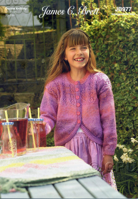 Babies and childrens Bolero Style Cardigan in JCB Marble Double Knit MT62. 