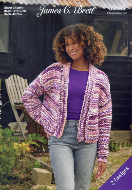 Ladies Knitted Short Cardigan with wide rib in shade UT04