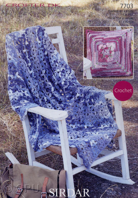 Crochet Cushion and Crochet Throw in shades 092 and 093