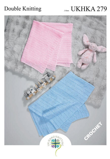 Crochet Pink Blanket with lacy edge and Crochet Blue Blnaket