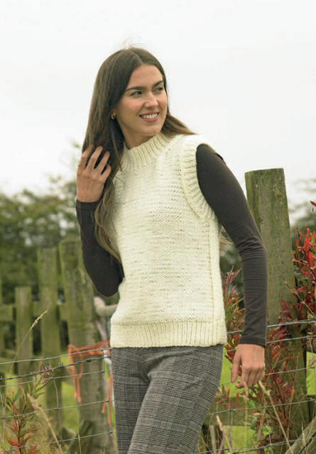 Knitted Ladies Reversed Stocking Stitch Slipover - Colour shown is Cream (SK02)