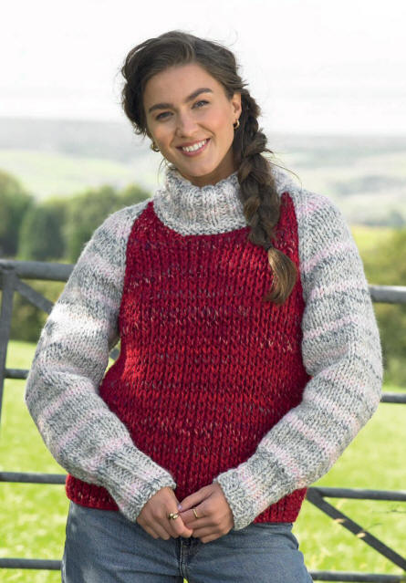 Knitted Ladies Polo Neck Sweater - Colours shown are Elevation (5687) and Inspiration (5686)